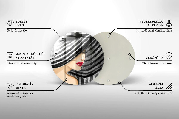 Tagliere in vetro Donna con un cappello