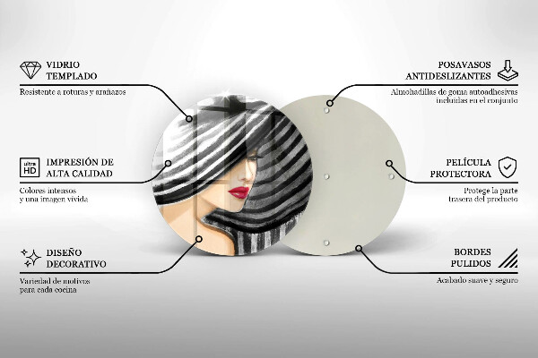 Tagliere in vetro Donna con un cappello