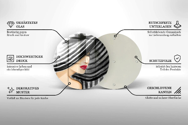 Tagliere in vetro Donna con un cappello