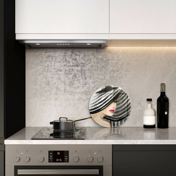 Tagliere in vetro Donna con un cappello