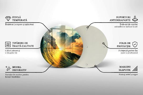 Tagliere in vetro Onda e tramonto