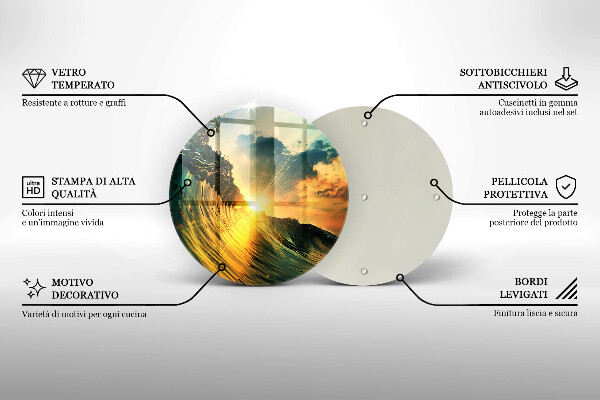 Tagliere in vetro Onda e tramonto