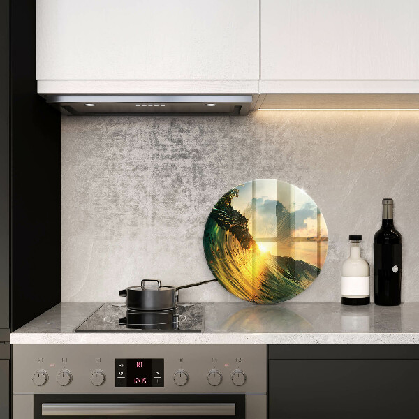 Tagliere in vetro Onda e tramonto