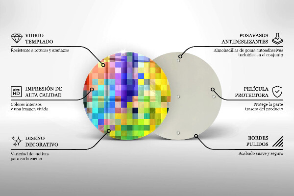 Tagliere in vetro Quadrati di pixel colorati