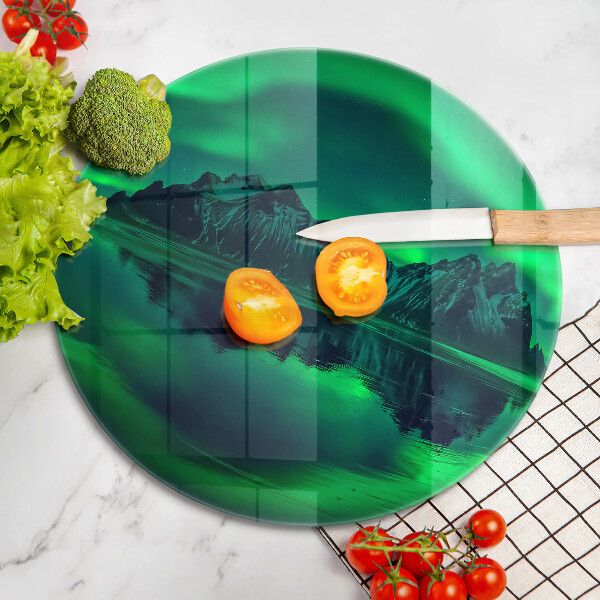 Tagliere in vetro Paesaggio dell'aurora boreale