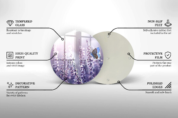 Tagliere in vetro Fiori di campo e farfalle