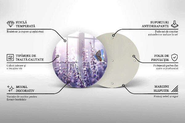 Tagliere in vetro Fiori di campo e farfalle