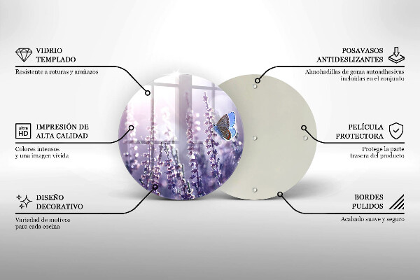 Tagliere in vetro Fiori di campo e farfalle