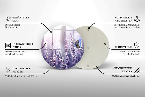 Tagliere in vetro Fiori di campo e farfalle