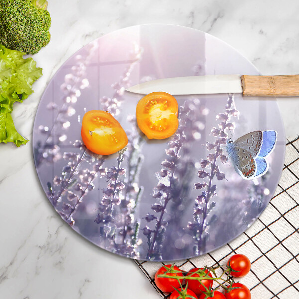 Tagliere in vetro Fiori di campo e farfalle