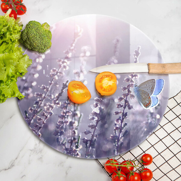 Tagliere in vetro Fiori di campo e farfalle