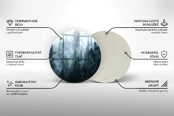 Tagliere in vetro Alberi forestali e nebbia