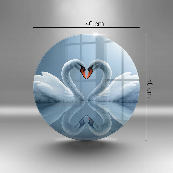 Tagliere in vetro Due cuori di cigno