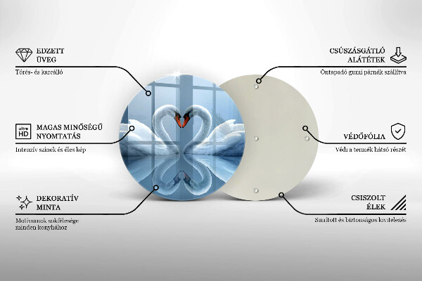 Tagliere in vetro Due cuori di cigno