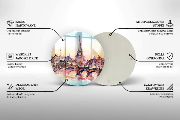 Tagliere in vetro Paesaggio della Torre Eiffel di Parigi