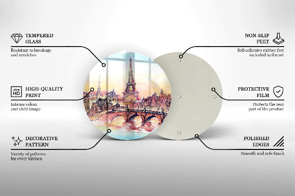 Tagliere in vetro Paesaggio della Torre Eiffel di Parigi