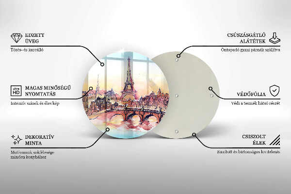 Tagliere in vetro Paesaggio della Torre Eiffel di Parigi