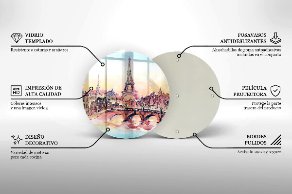 Tagliere in vetro Paesaggio della Torre Eiffel di Parigi