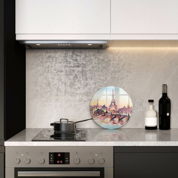 Tagliere in vetro Paesaggio della Torre Eiffel di Parigi