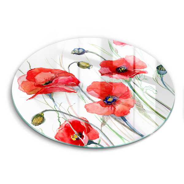 Tagliere in vetro Fiori di papaveri rossi