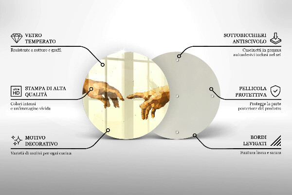 Tagliere in vetro Creazione delle mani di Adamo