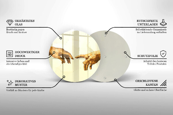 Tagliere in vetro Creazione delle mani di Adamo