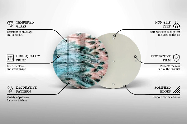 Tagliere in vetro Piume di uccelli boho