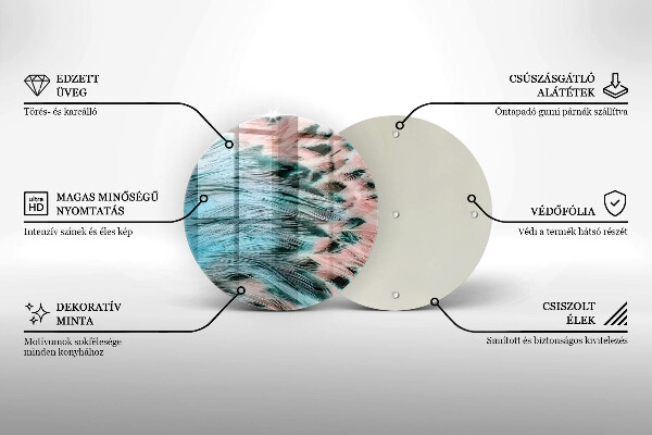 Tagliere in vetro Piume di uccelli boho