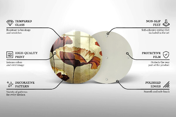 Tagliere in vetro Fiori boho dipinti