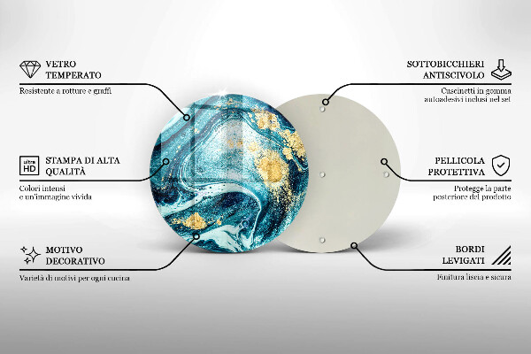Tagliere in vetro temperato Astrazione dell'oro blu