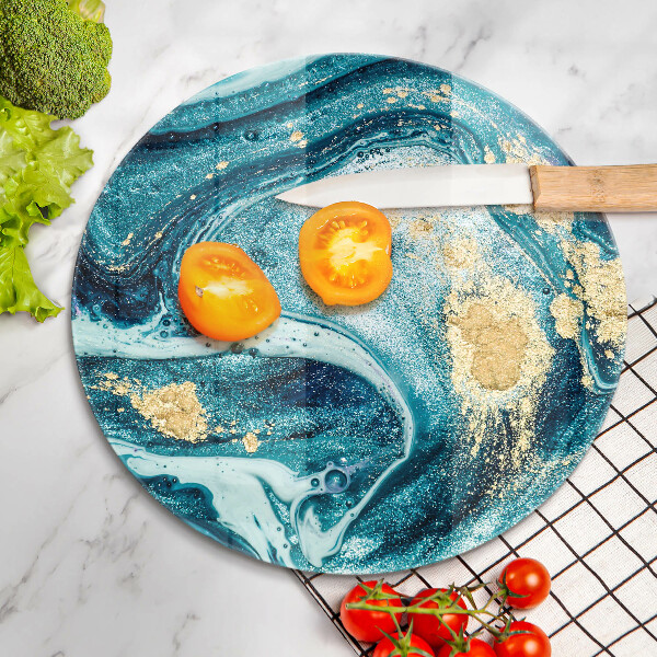 Tagliere in vetro temperato Astrazione dell'oro blu