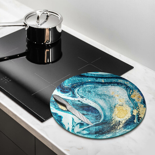 Tagliere in vetro temperato Astrazione dell'oro blu