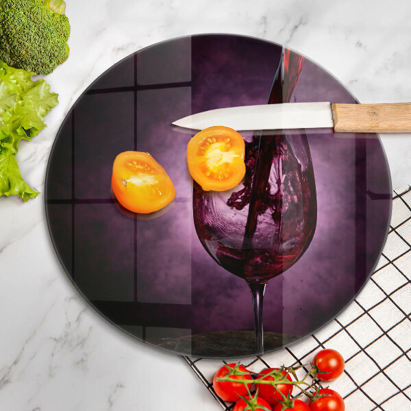 Tagliere in vetro Un bicchiere di vino