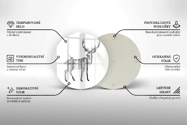 Tagliere in vetro Illustrazione dei cervi e della foresta