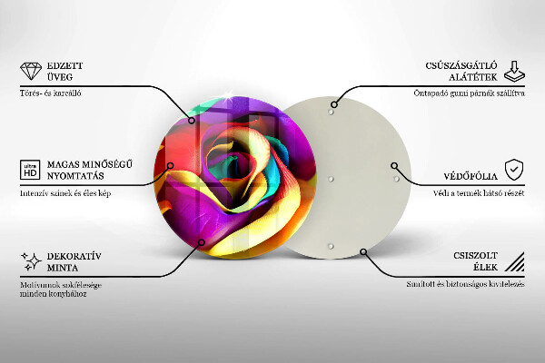 Tagliere in vetro Petali di rosa colorati