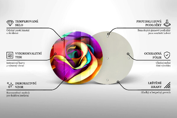 Tagliere in vetro Petali di rosa colorati