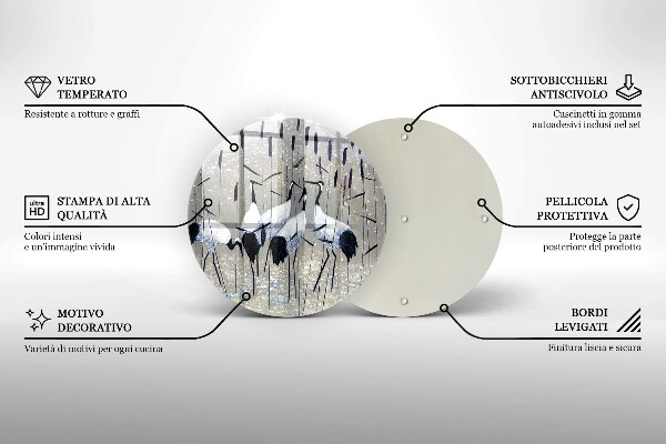 Tagliere in vetro Gru giapponesi