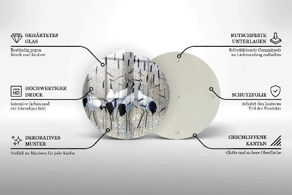 Tagliere in vetro Gru giapponesi