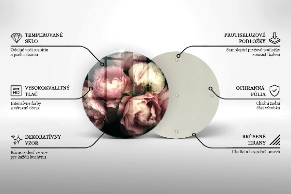 Tagliere in vetro Fiori di peonia