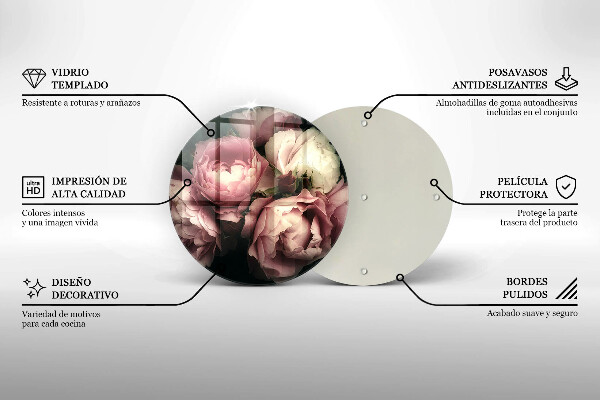 Tagliere in vetro Fiori di peonia