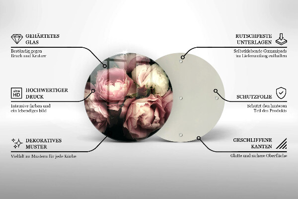 Tagliere in vetro Fiori di peonia