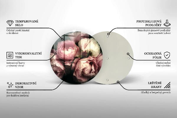 Tagliere in vetro Fiori di peonia