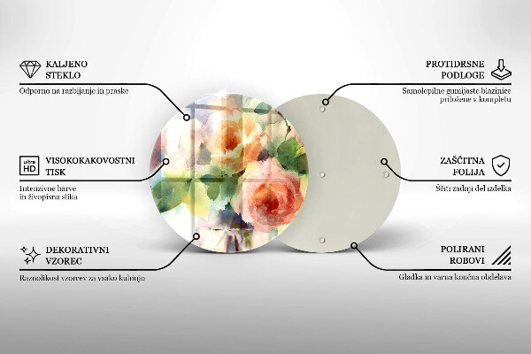 Tagliere in vetro Fiori dipinti