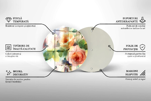 Tagliere in vetro Fiori dipinti