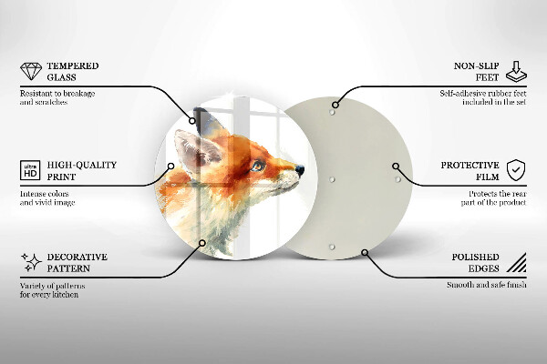 Tagliere in vetro Volpe dipinta