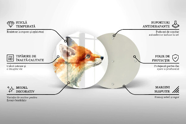 Tagliere in vetro Volpe dipinta