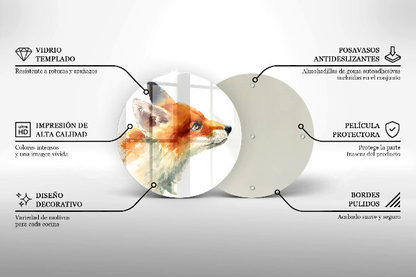 Tagliere in vetro Volpe dipinta