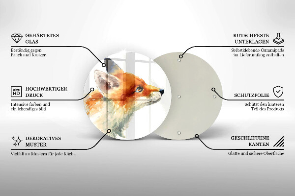 Tagliere in vetro Volpe dipinta