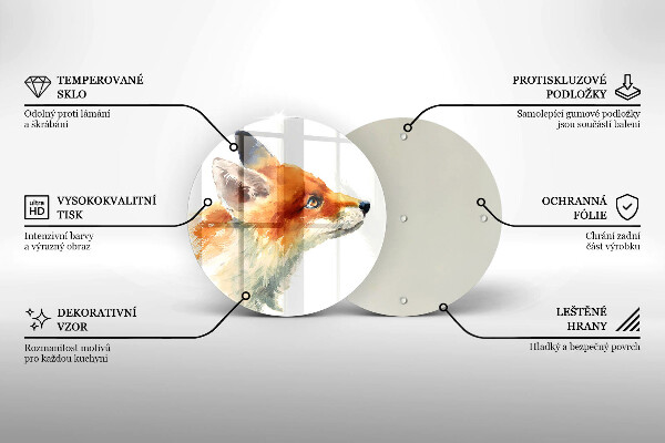 Tagliere in vetro Volpe dipinta