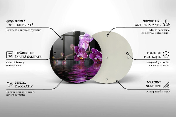 Tagliere in vetro Acqua zen di orchidea